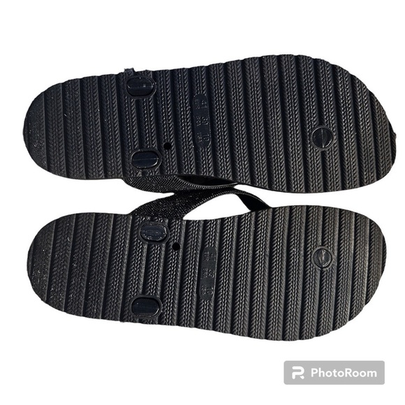 Capelli, New York Black Glitter Textured Flip-Flops Size 10 - Picture 4 of 6